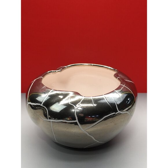 Vintage Cracked Metallic Bronze Copper Trinket Candle Holder Decorative - Picture 3 of 11